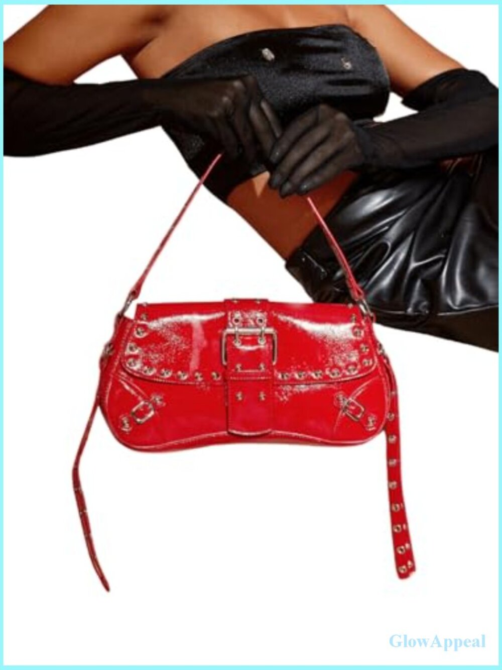 Studded Punk Leather Shoulder Bag Hobo Purse One Size - Picture 2 of 7